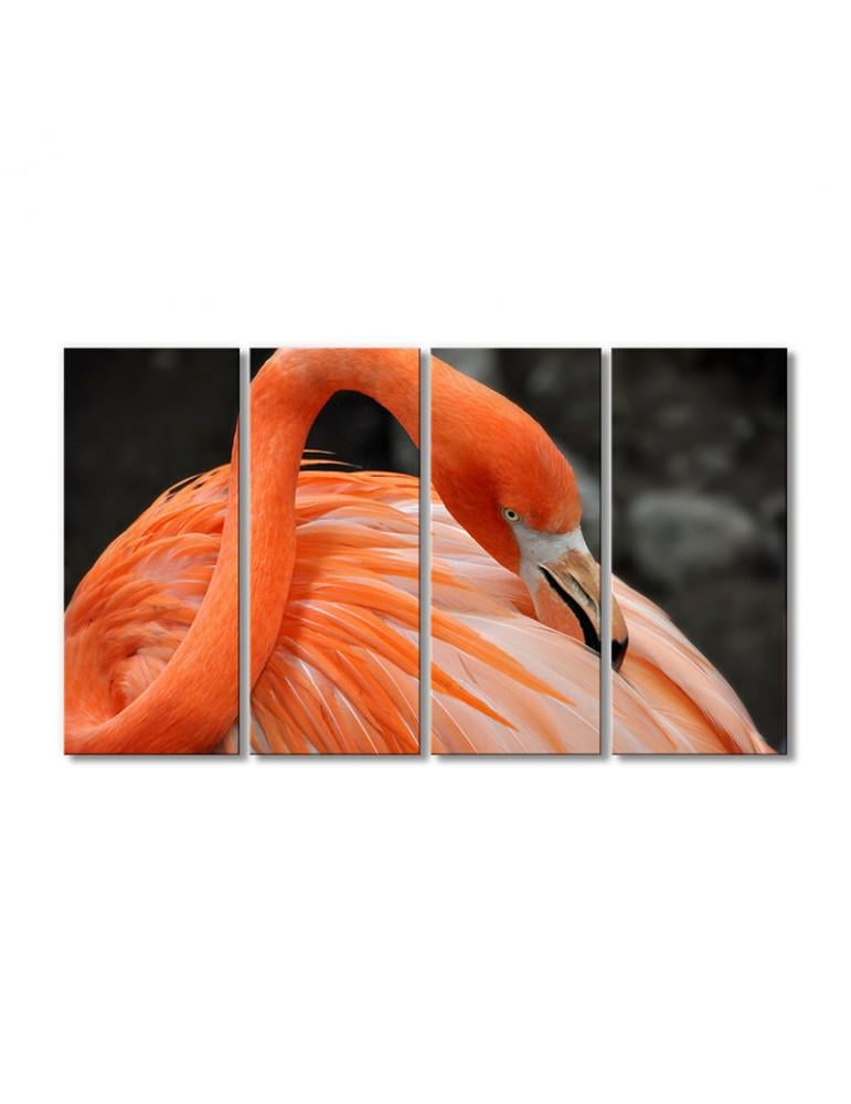 Картина модульная Розовый фламинго 4 модуля 60x90 см