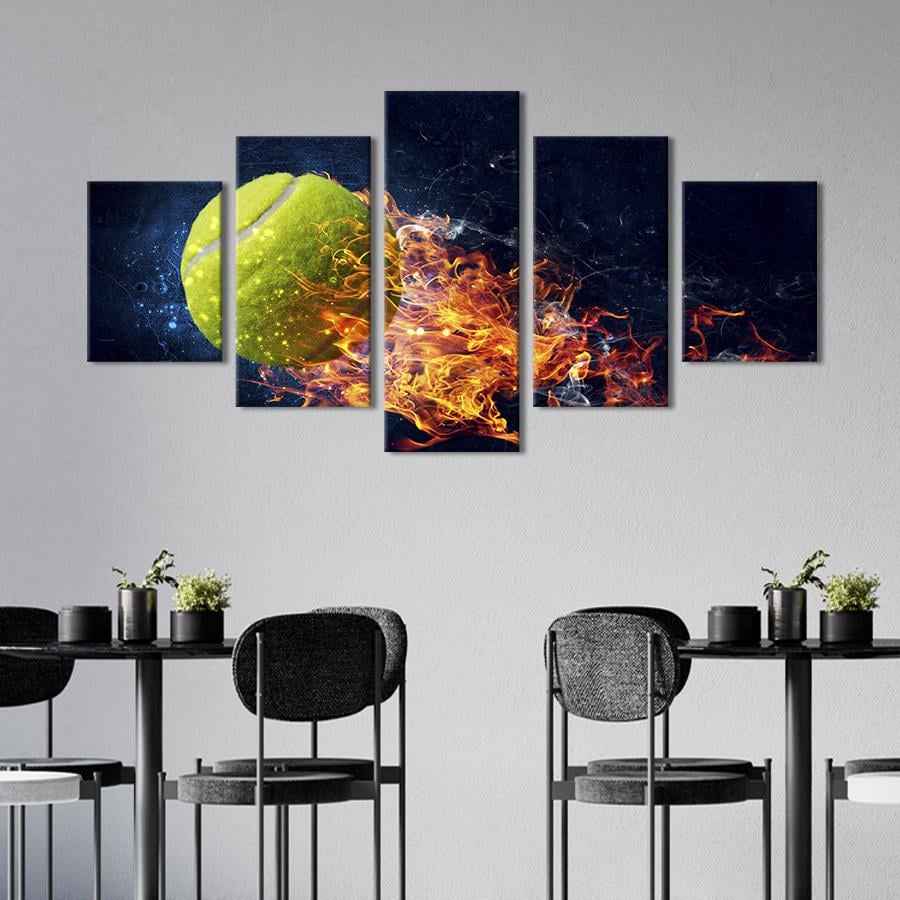 Модульная картина из 5 частей Яркий мяч для тенниса 187x94 см (494-52)