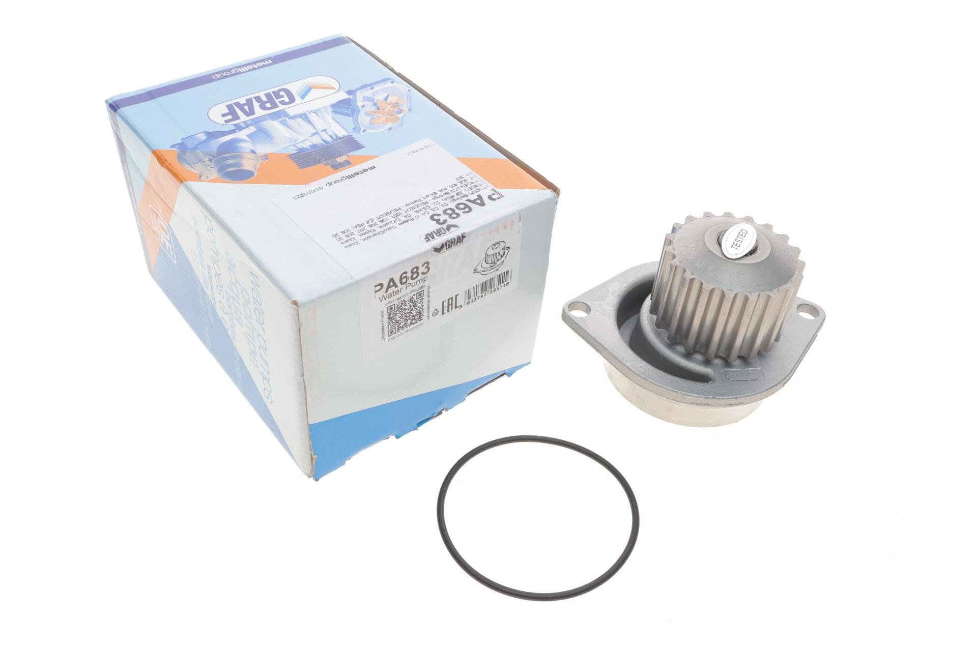 Водяная помпа Graf Citroen Berlingo/C2/C3/C4/Peugeot 106/206/207/307/308/Partner 1.6 96- 19z B/B 6 лопастей (PA683)