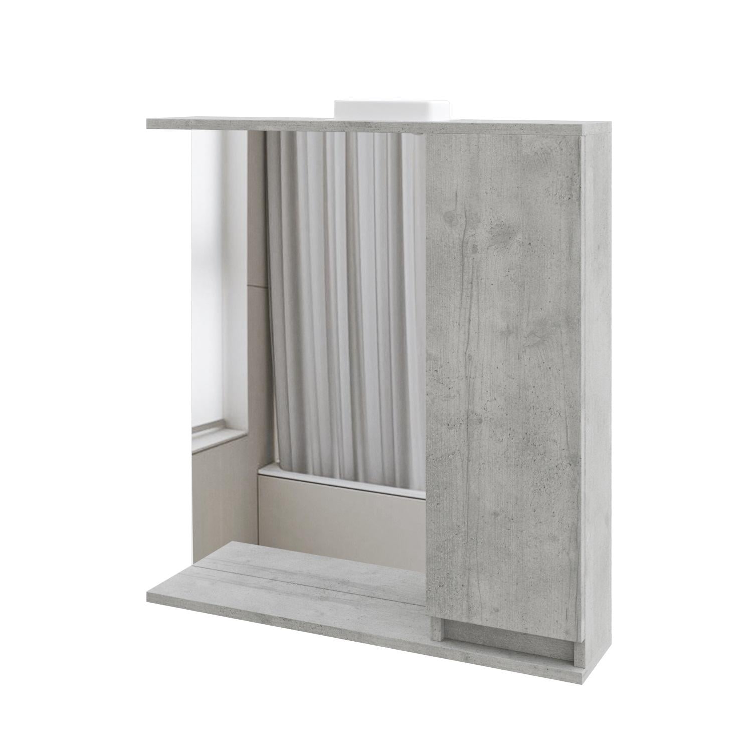 Зеркало с шкафчиком подвесное MEBLIBUD RENE с Led подсветкой левостороннее Монолит 70 см