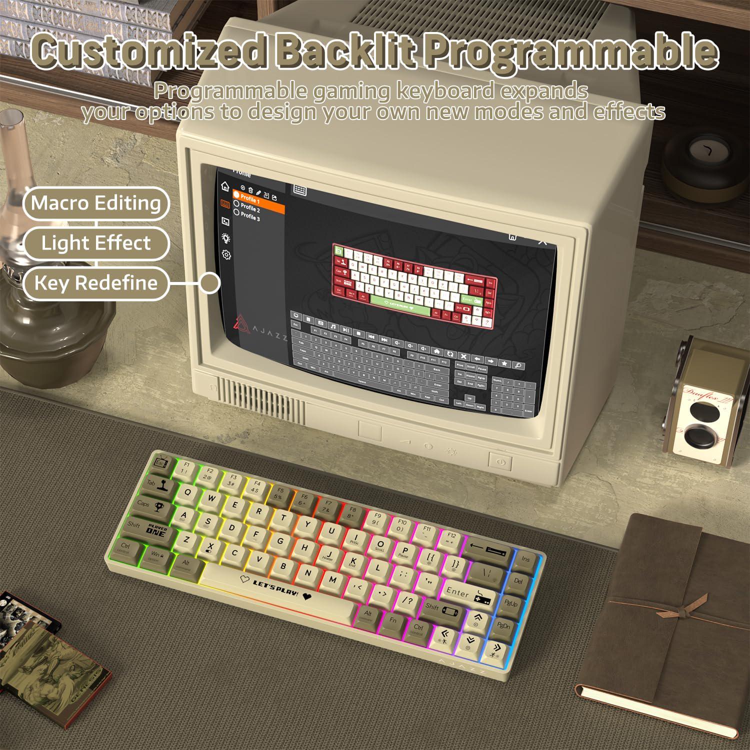 Клавиатура механическая проволока Ajazz AK680 RGB-подсветка красные светящиеся hotswap Grey - фото 3 Клавиатура механическая проволока Ajazz AK680 RGB-подсветка красные светящиеся hotswap Grey - фото 3
