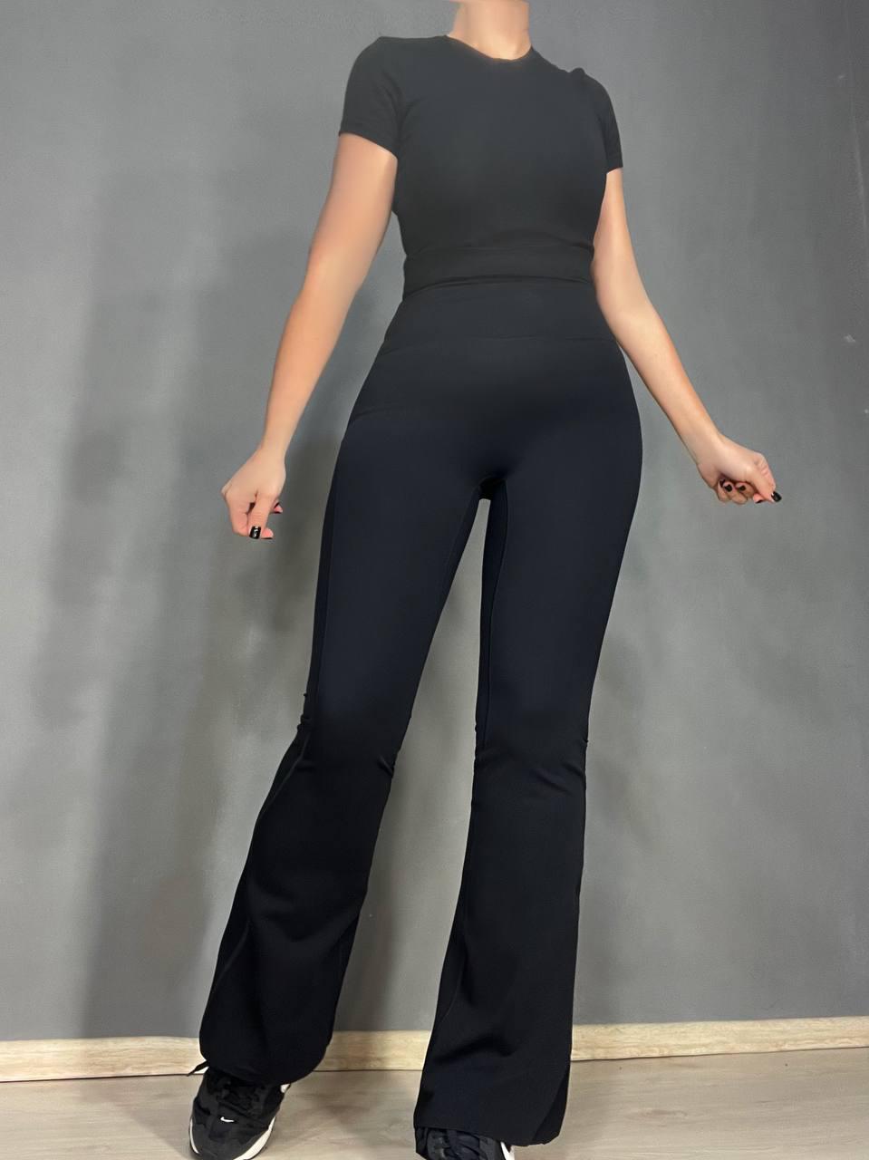 Лосини жіночі You are peri 8605 широкий пояс утяжка кльош від коліна L Чорний (3680) - фото 8 Лосини жіночі You are peri 8605 широкий пояс утяжка кльош від коліна L Чорний (3680) - фото 8