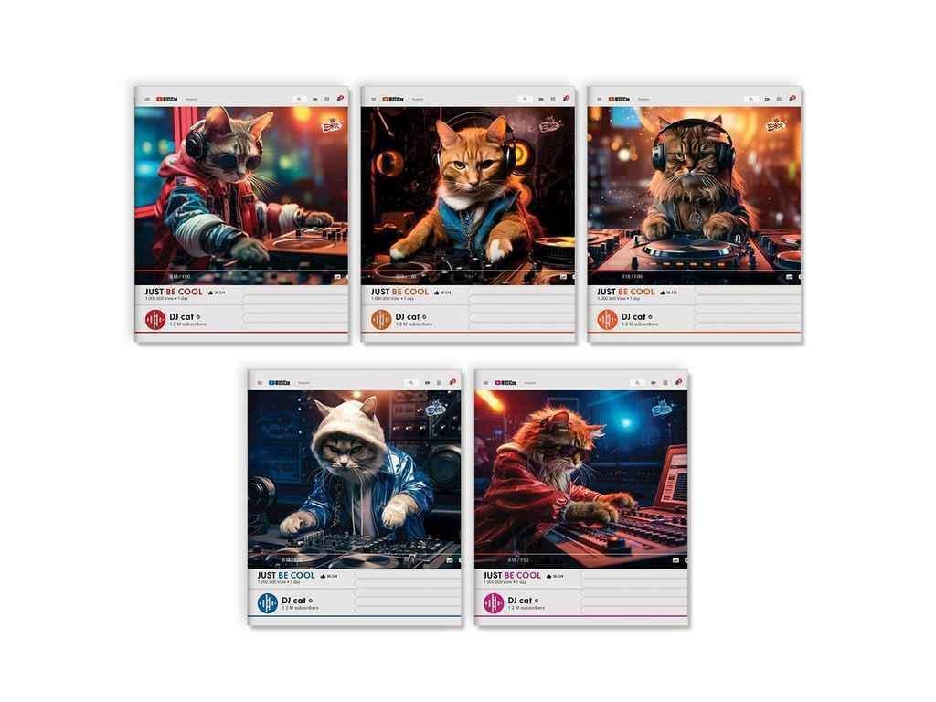 Тетрадь в клетку Бріск 48 л. 15 шт. ТВ-14 №2443 Диджей кот (1065722)