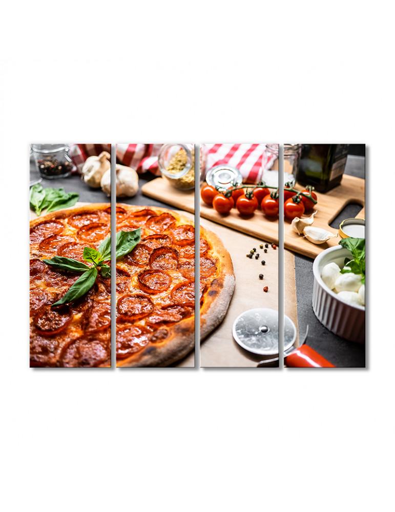 Картина модульна Піца з ковбасою 4 модуля 120x180 см