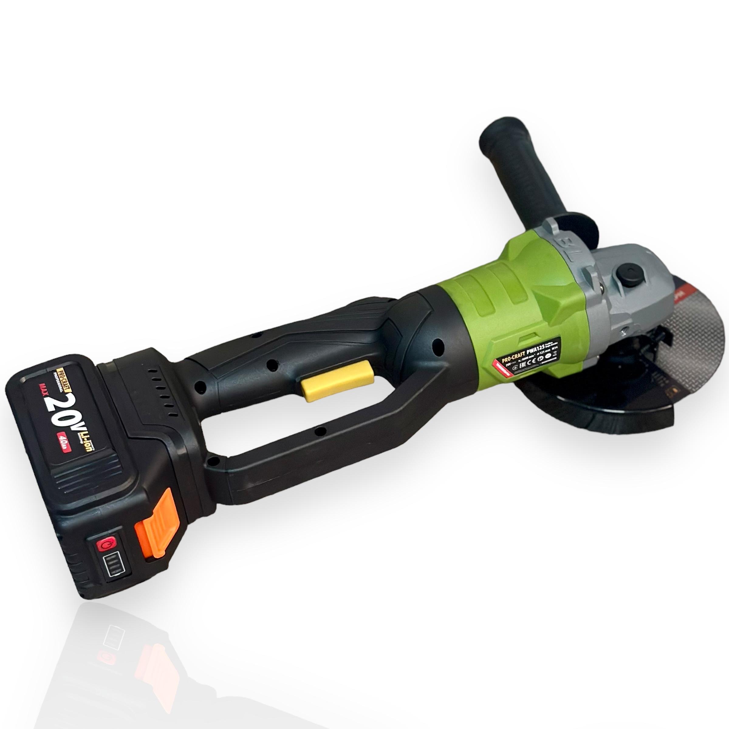 Болгарка аккумуляторная угловая ProСraft PWA125 1 АКБ 20/4Ач зарядное устройство и поворотная ручка - фото 4 Болгарка аккумуляторная угловая ProСraft PWA125 1 АКБ 20/4Ач зарядное устройство и поворотная ручка - фото 4