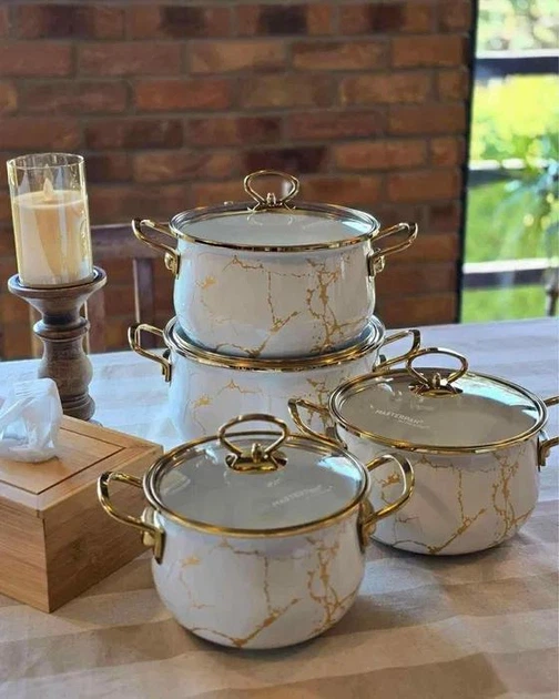 Набір емальованих каструль Edenberg 4 шт. з кришками (EB-12621) - фото 5 Набір емальованих каструль Edenberg 4 шт. з кришками (EB-12621) - фото 5