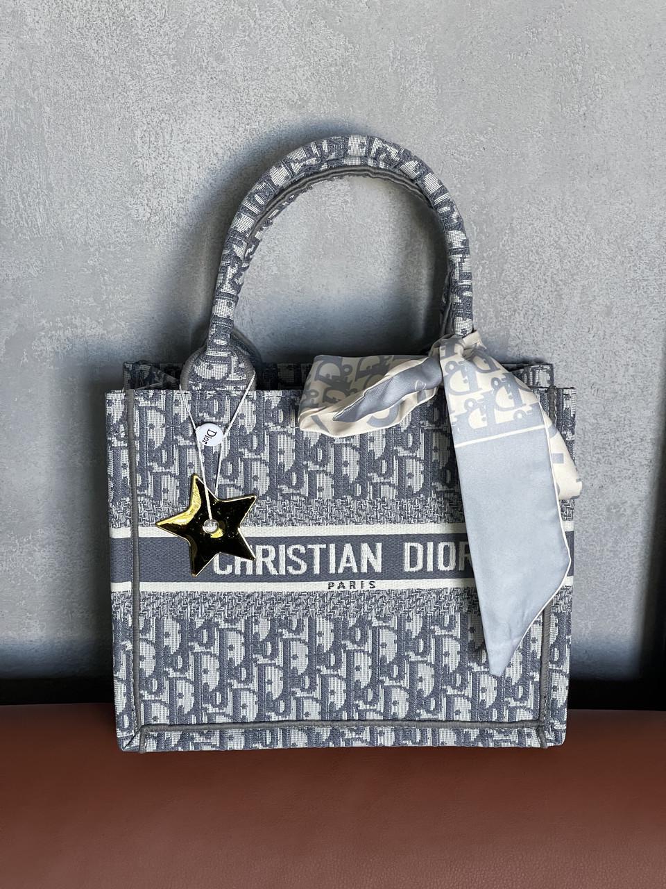 Сумка шоппер текстиль Dior Medium size Светло-серый (2716250783)