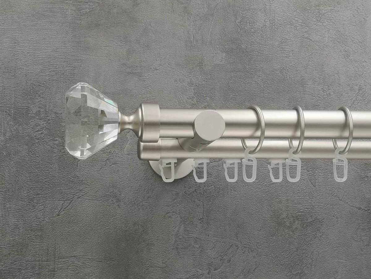 Карниз Quadrum Спектралія гладка/імпресійна штанга подвійний універсальний 25/19 мм 240 см Сатин (272286046)