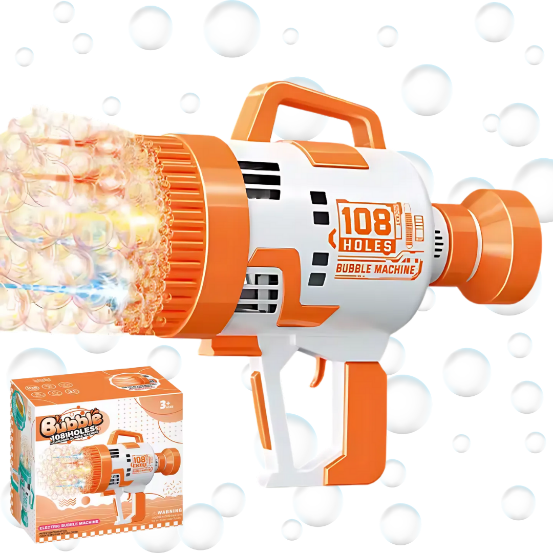 Генератор мильних бульбашок для дітей на батарейках з LED-підсвіткою Помаранчевий Генератор мильних бульбашок для дітей на батарейках з LED-підсвіткою Помаранчевий