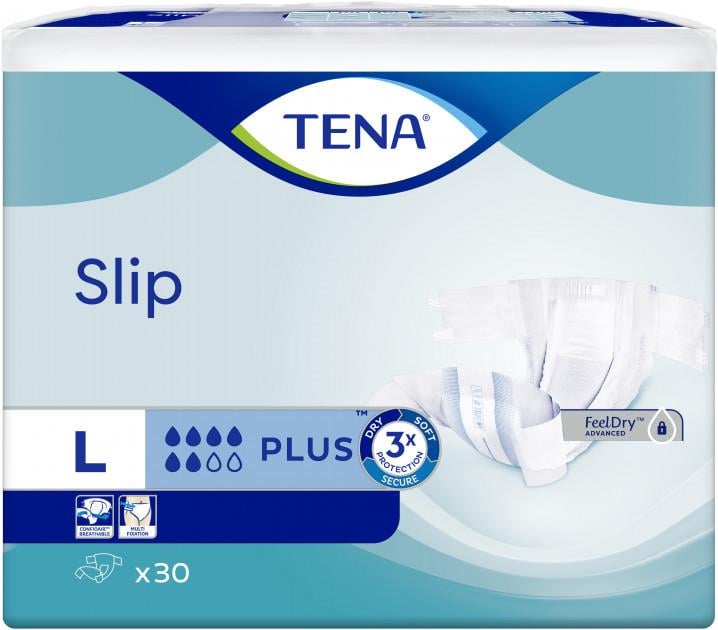 Подгузники-трусики для взрослых Tena Slip Plus Large ночные 6 капель 90-145 см 30 шт. (0001)