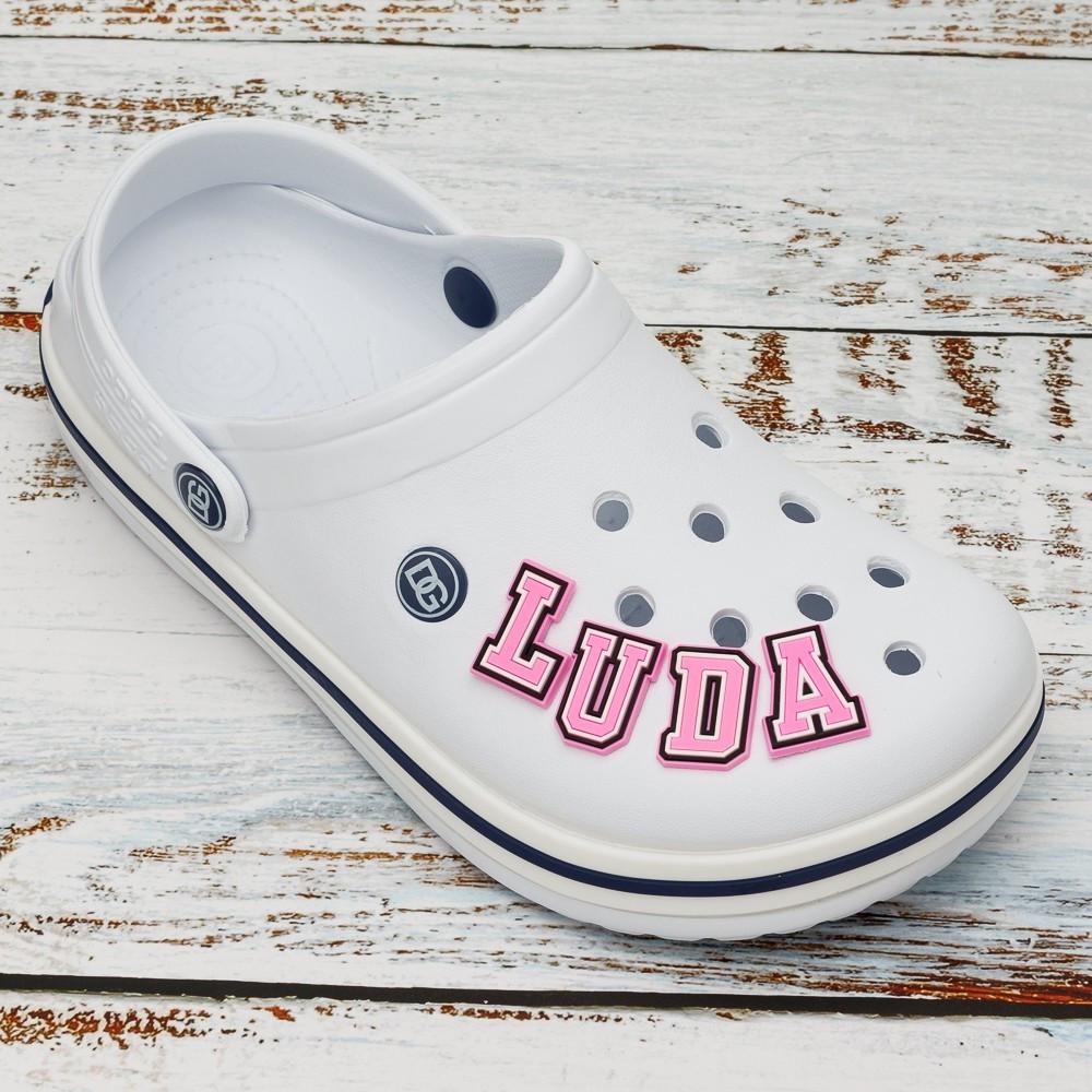Джибитсы для кроксов набор розовых букв LUDA 4 шт. (2092689449)