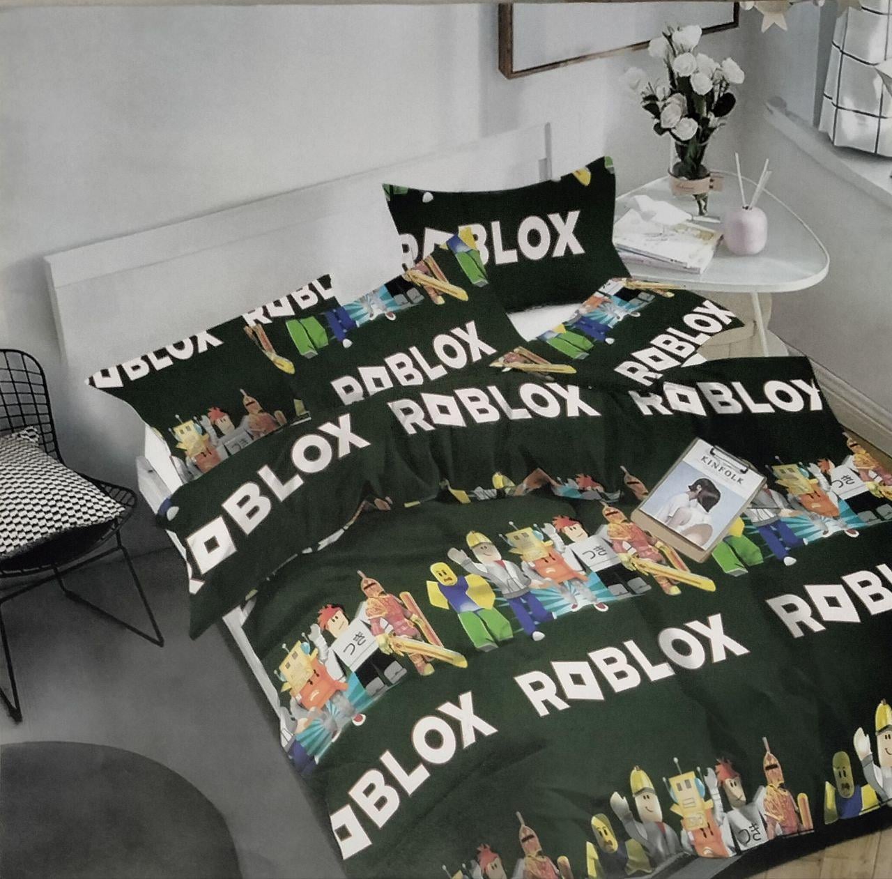 Комплект постельного белья ROBLOX Бязь Gold полуторный 150x215 см Серый/Темно-зеленый (34766433)