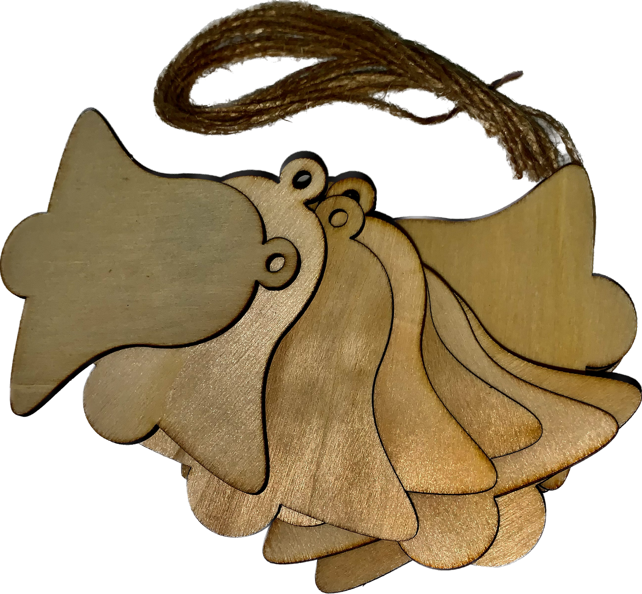 Набор деревянных украшений Колокольчики на елку с веревками 10 шт. (23705440) - фото 6