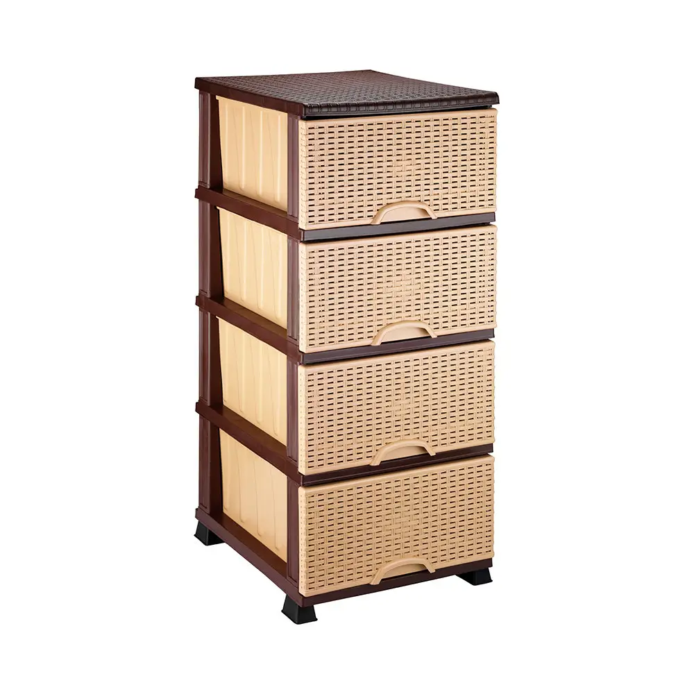 Комод пластиковий Elif Plastik Ротанг 4 ящики Бежевий (1757-Б) - фото 5 Комод пластиковий Elif Plastik Ротанг 4 ящики Бежевий (1757-Б) - фото 5