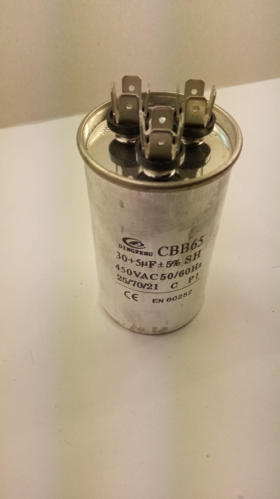 Конденсатор для кондиционера CBB-65 (30+5) mkF 450VAC