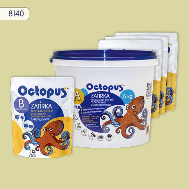 Фуга двухкомпонентная эпоксидная для плитки и мозаики Octopus 5 кг 8140 (8140-5)