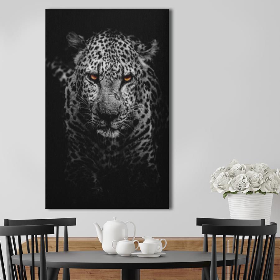 Картина для интерьера Черно белый леопард 50x38 см (P0400)