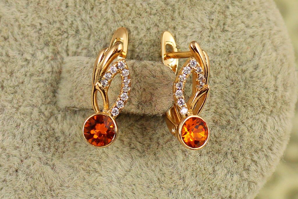 Серьги Xuping Jewelry Огненная капля 1,6 см Золотистый (33540092)