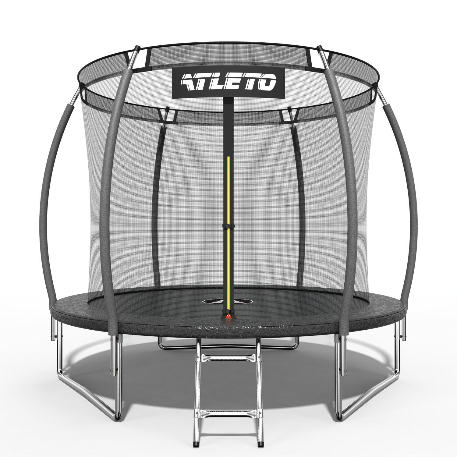 Батут детский Atleto с внутренней сеткой/лестницей 252 см Черный (4973)