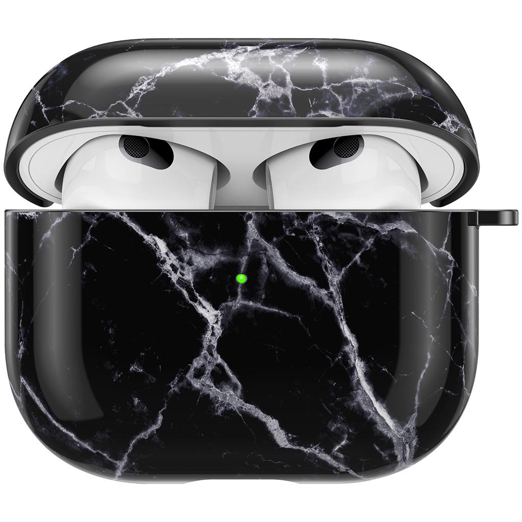 Дизайнерский чехол для Apple Airpods 3 Черный мрамор