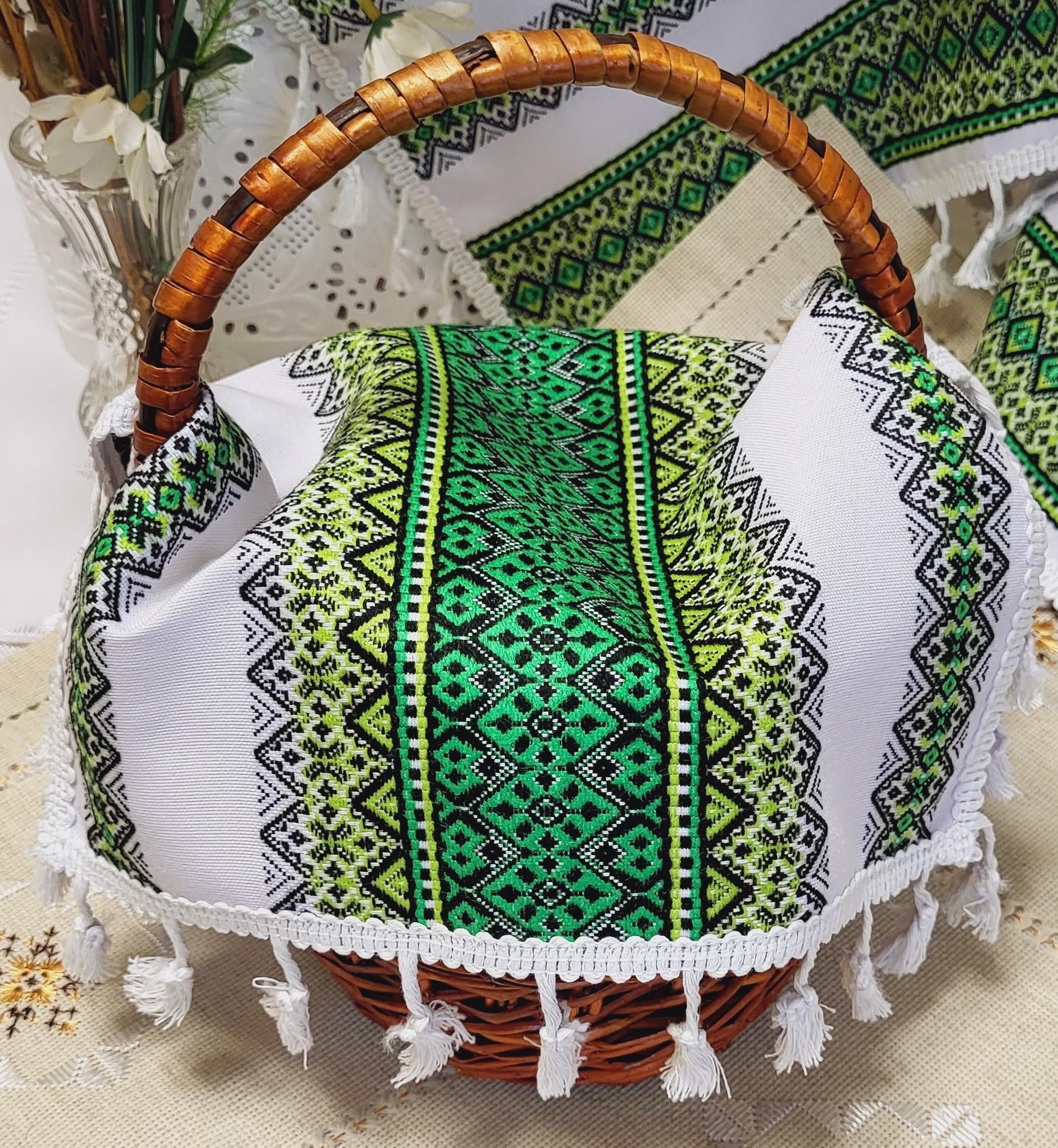 Серветка-рушник тканинно-декоративна з торками на святковий кошик (Арт-063мал) - фото 2