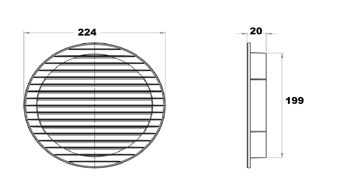 Решітка вентиляційна зовнішня ELC-200 з сіткою кругла/алюмінієва d 200 мм Сірий - фото 6 Решітка вентиляційна зовнішня ELC-200 з сіткою кругла/алюмінієва d 200 мм Сірий - фото 6