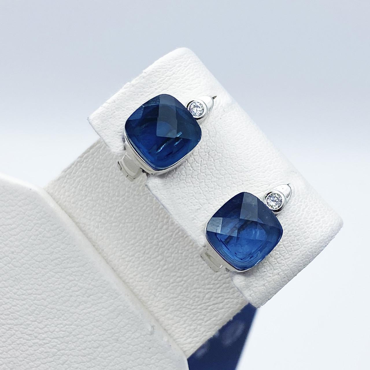 Серьги серебряные с аквамариновым кварцем 4,71 г (2257243369)
