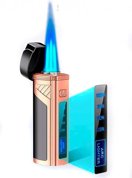 Запальничка турбо електронна газова Lighter з 3 форсунками для сигар (62256) - фото 2