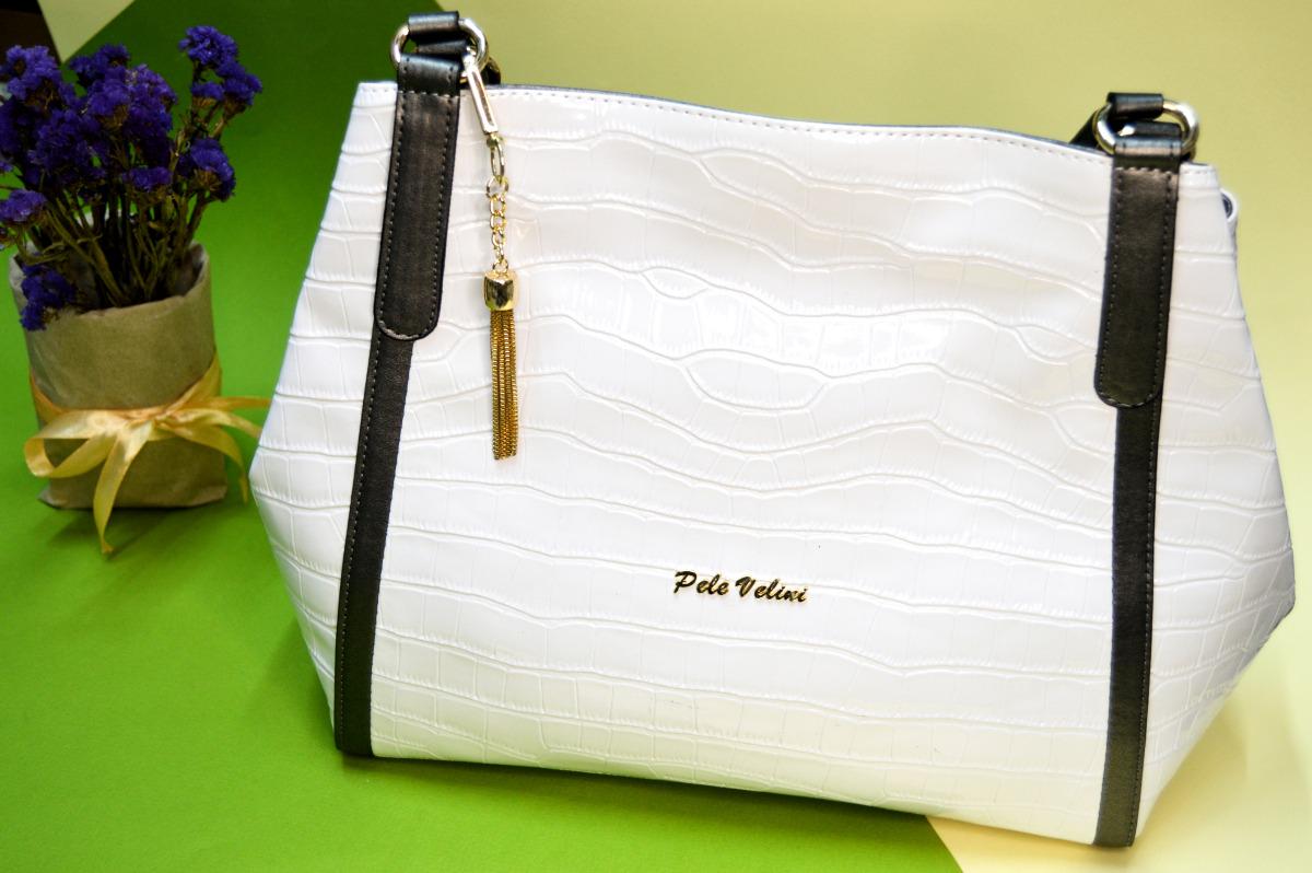 Жіноча сумка Pele Velini лакова велика з декором Білий (1190)