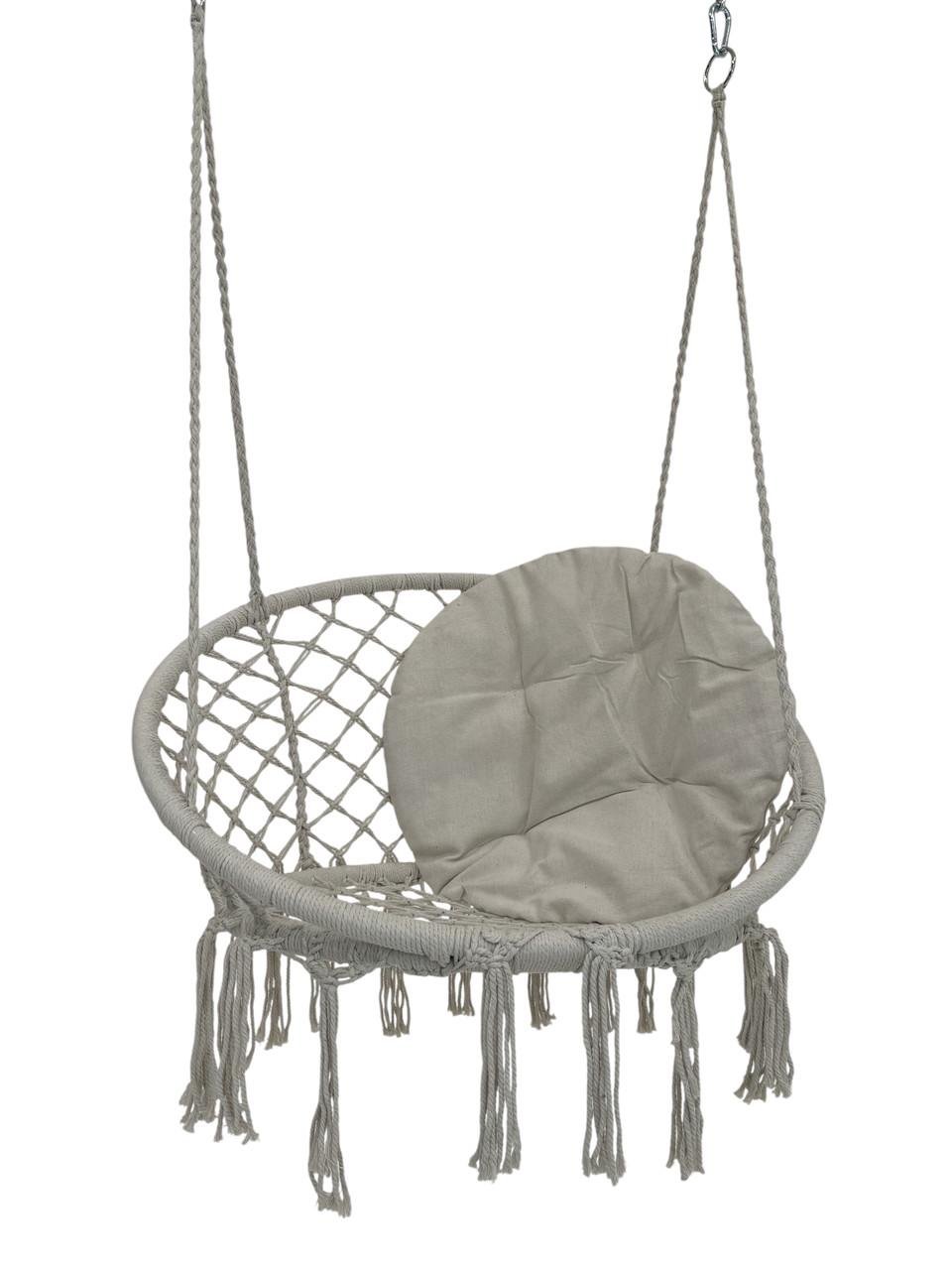 Кресло-качеля подвесное плетеное круглое WCG с мягкой подушкой 80 см Белый (QNSW01WH) - фото 4 Кресло-качеля подвесное плетеное круглое WCG с мягкой подушкой 80 см Белый (QNSW01WH) - фото 4