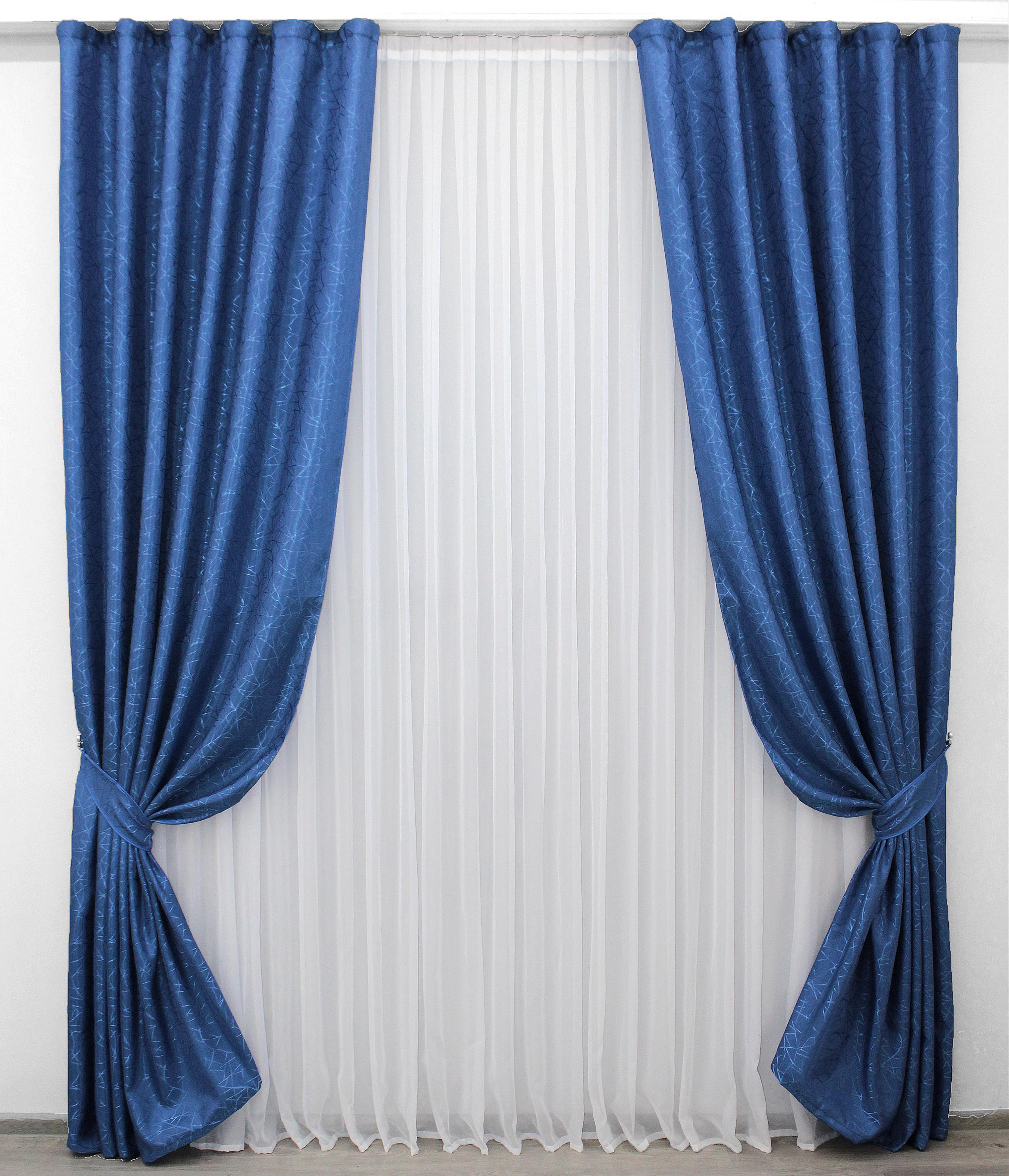 Комплект штор VR-Textil Саванна № 520ш жаккард 100х270 см 2 шт. Синий (31-125)