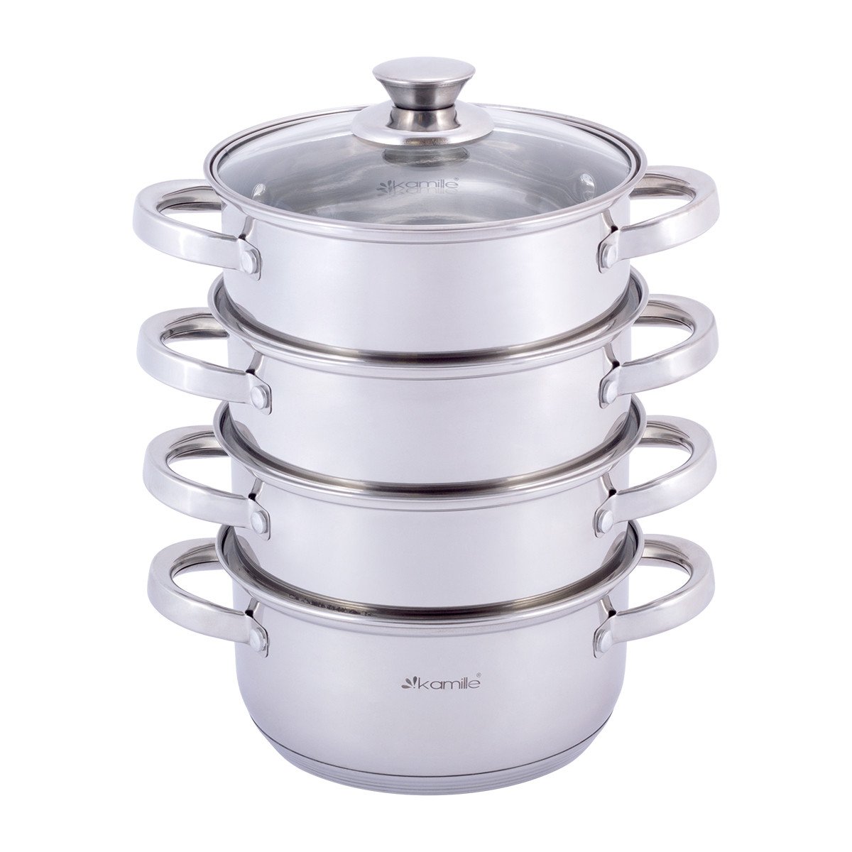 Пароварка 3-х уровневая Kamille 18 см из нержавеющей стали KM-5836