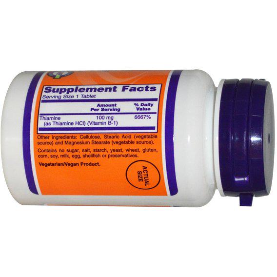 Тіамін NOW Foods Vitamin B-1 Thiamine 100 мг 100 Tabs - фото 2