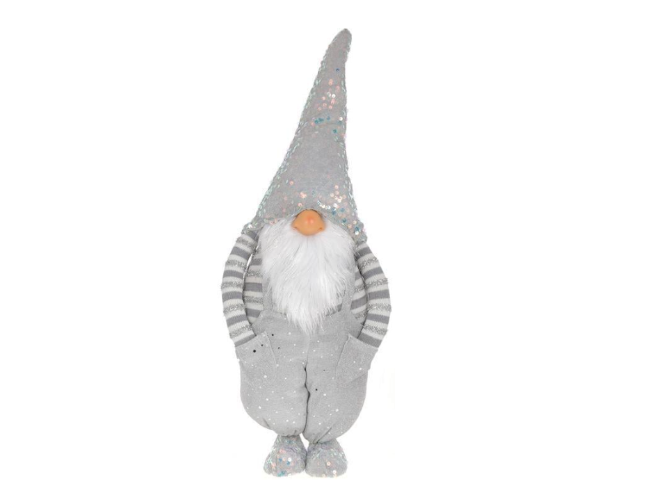 Игрушка мягкая Гном 63 см Серебро с пайетками