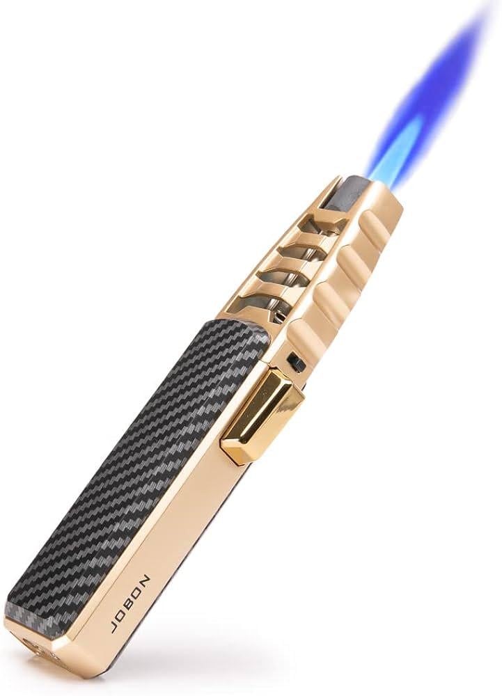 Турбо-запальничка газова Jobon Lighter for BBQ вітрозахисна з металу Black/Gold