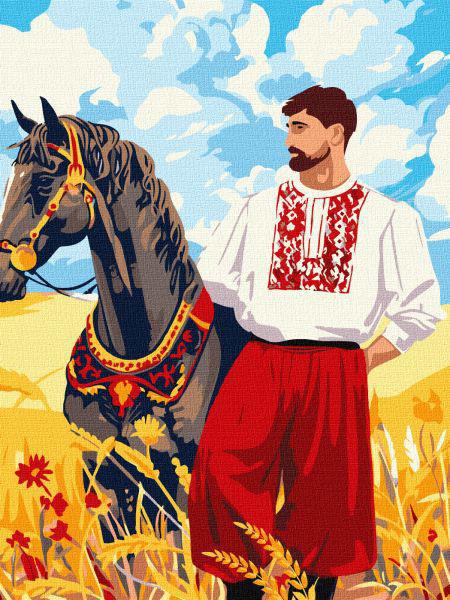Картина по номерам Ideyka Казак в поле 30x40 см без коробки (KHO8467)