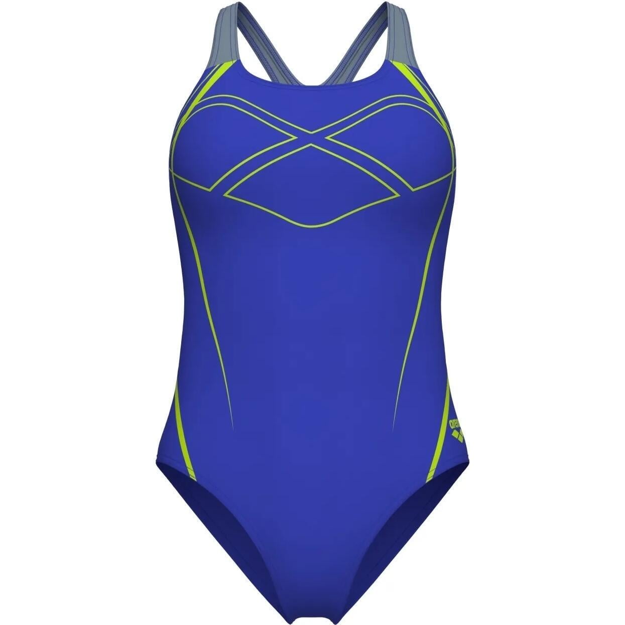 Купальник женский Arena GRAPHIC SWIMSUIT SWIM PRO BACK р. 44 Фиолетово-серо-лаймовый (009024-850)