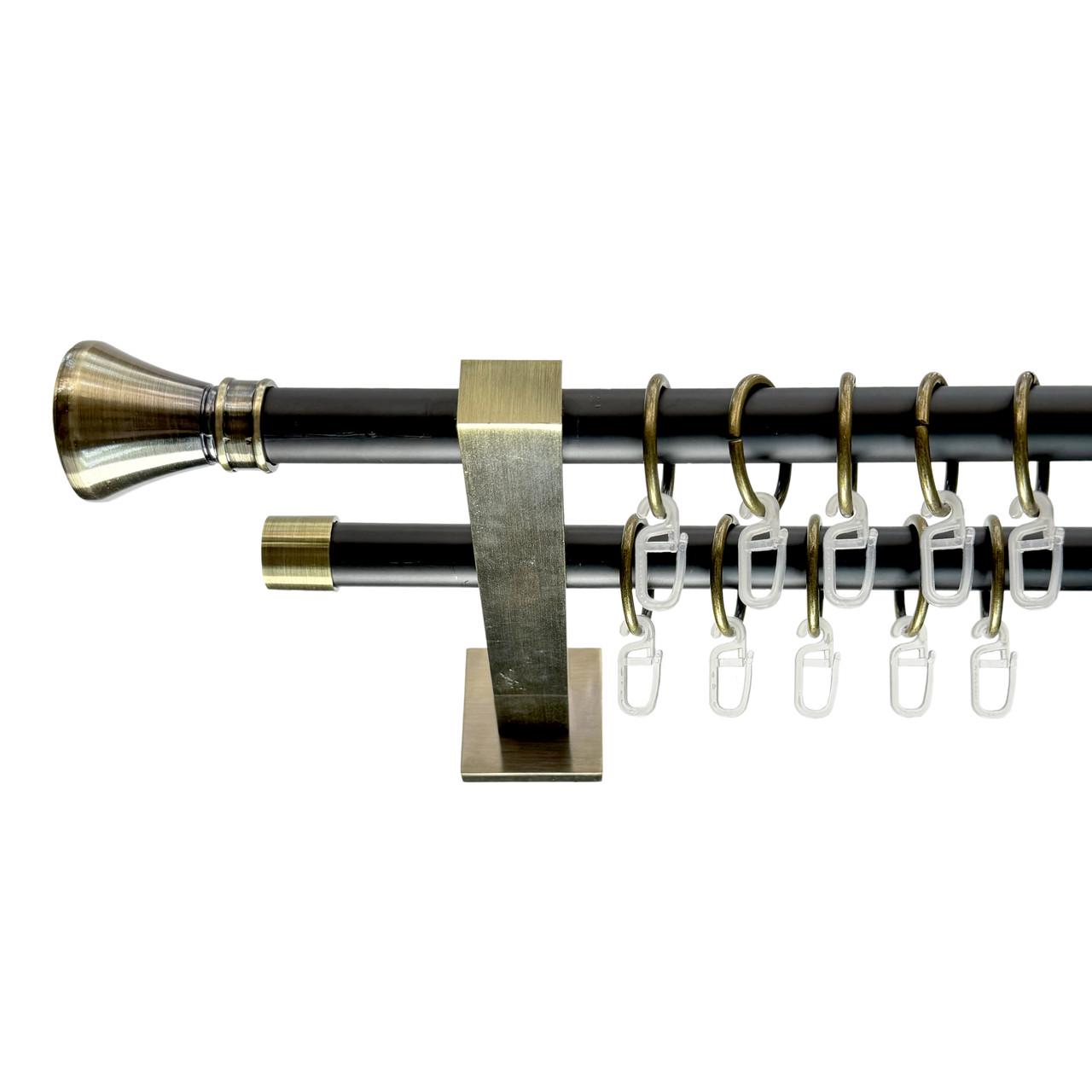 Карниз для штор Orvit Люксор двухрядный 19/19 мм техно 240 см Черный/Антик (000-8158)