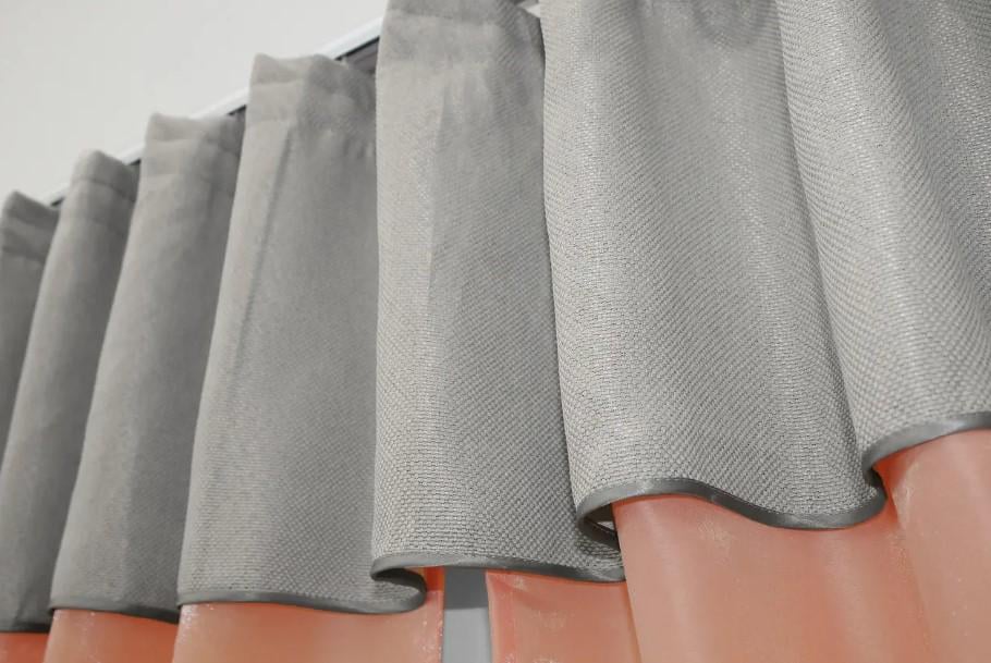 Комплект штор на кухню с ламбрекеном 270х170 см Персиковый/Светло-серый (073к) - фото 5