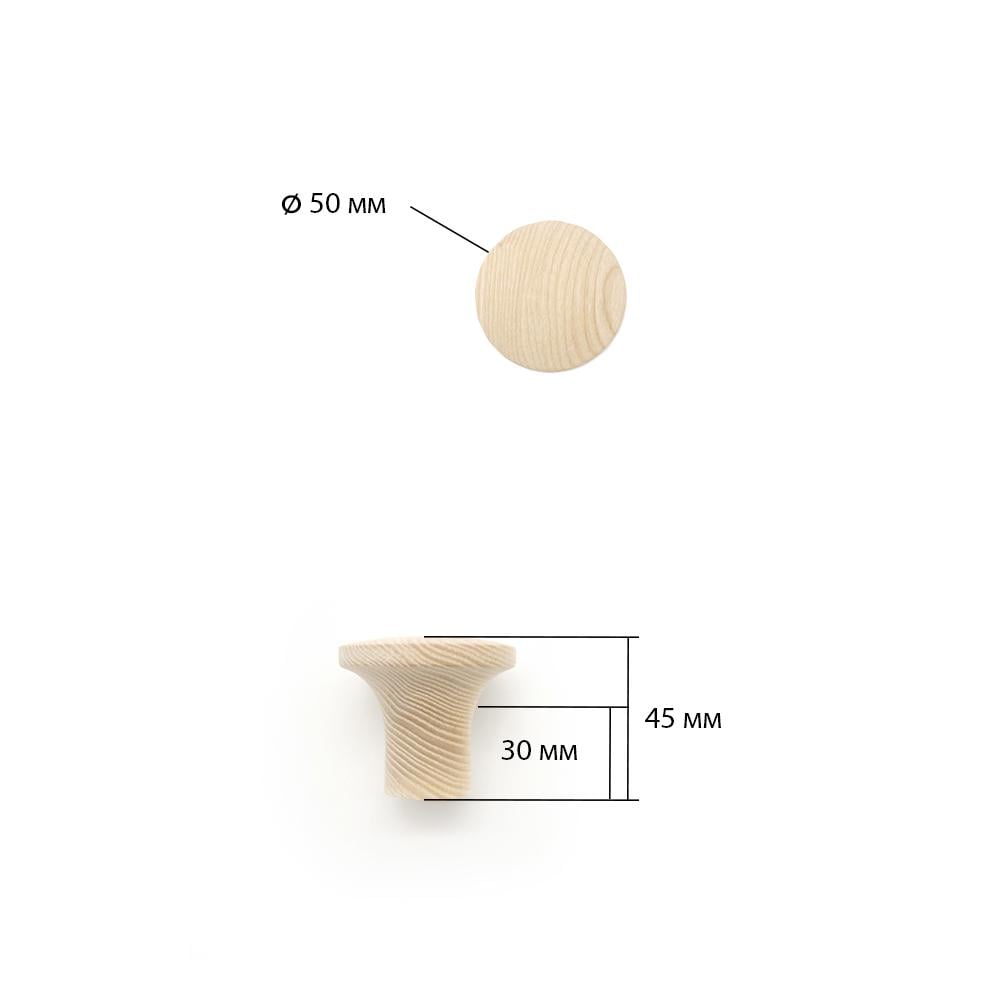 Крючок деревянный мебельный для одежды ø50 мм 1 шт. Ясен (48899) - фото 6