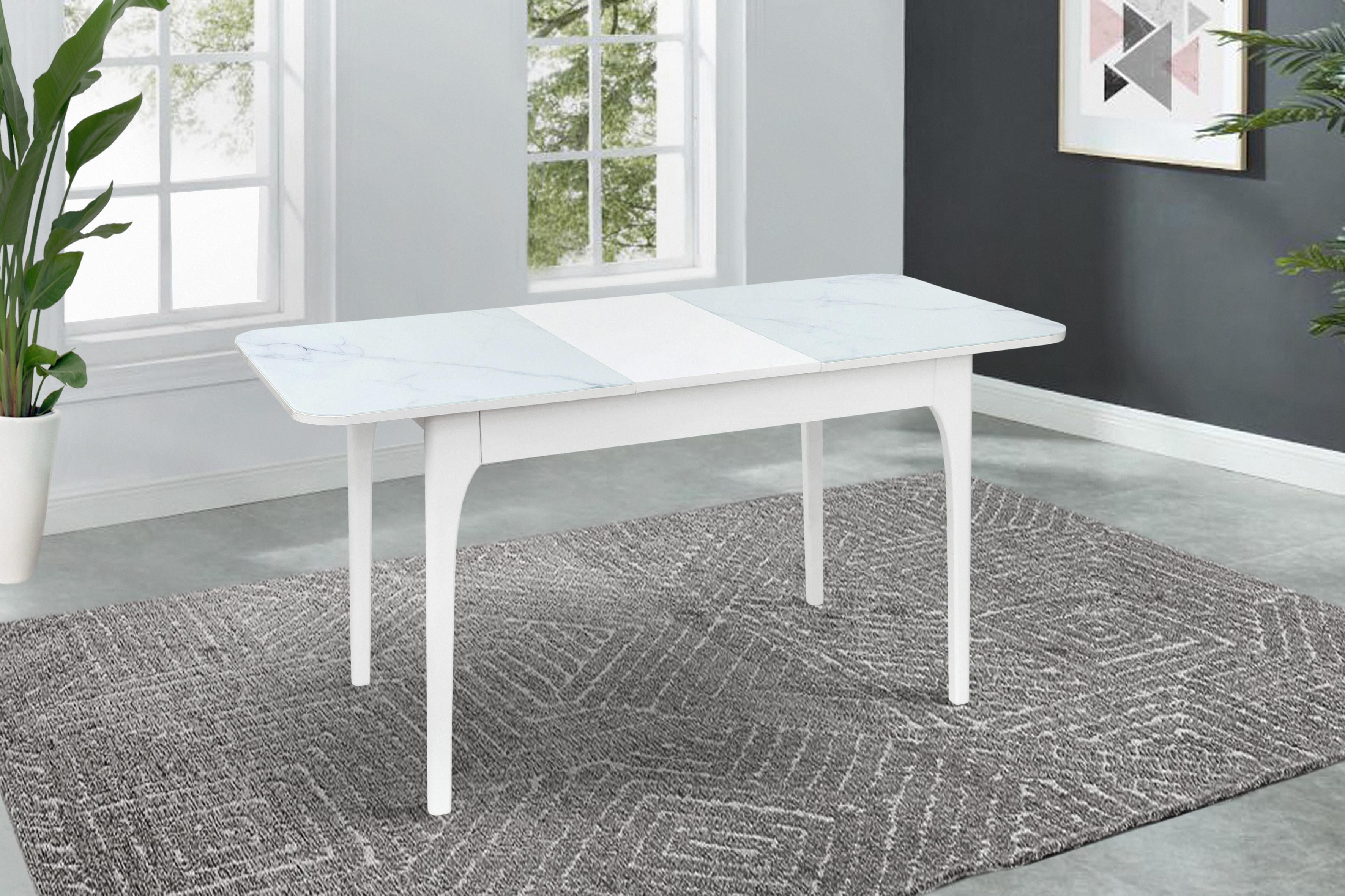 Стол-трансформер кухонный раскладной FIESTA Белый/Белый мрамор (FSTMW-11357)