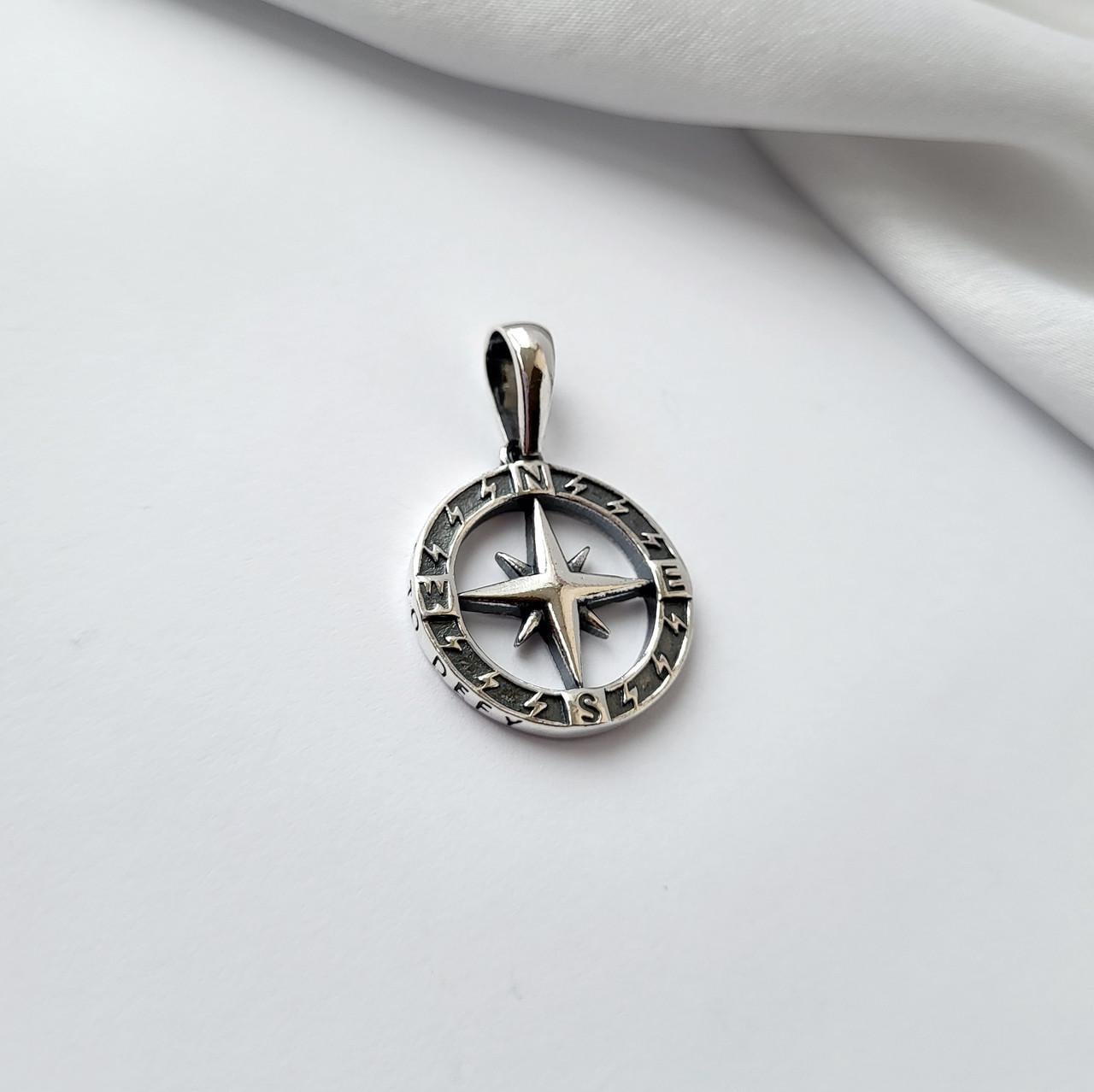 Подвеска серебряная Компас 7,80 г 925 пробы Черный (АРТ.89056ч)