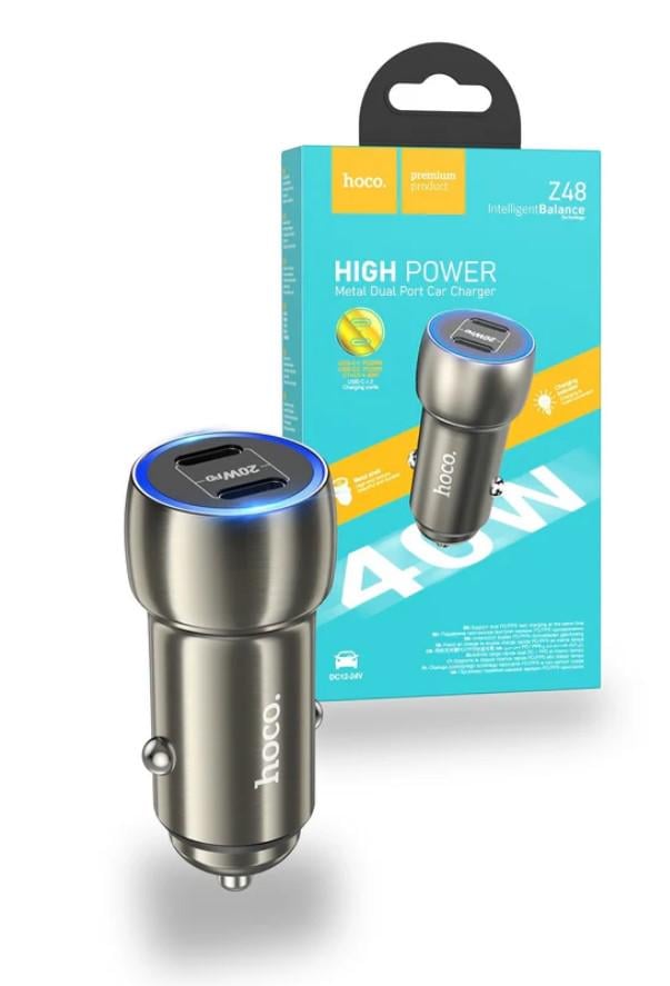 Автомобильное зарядное устройство Hoco Z48 Tough 40W 2Type-C Черный (00000064587_1)