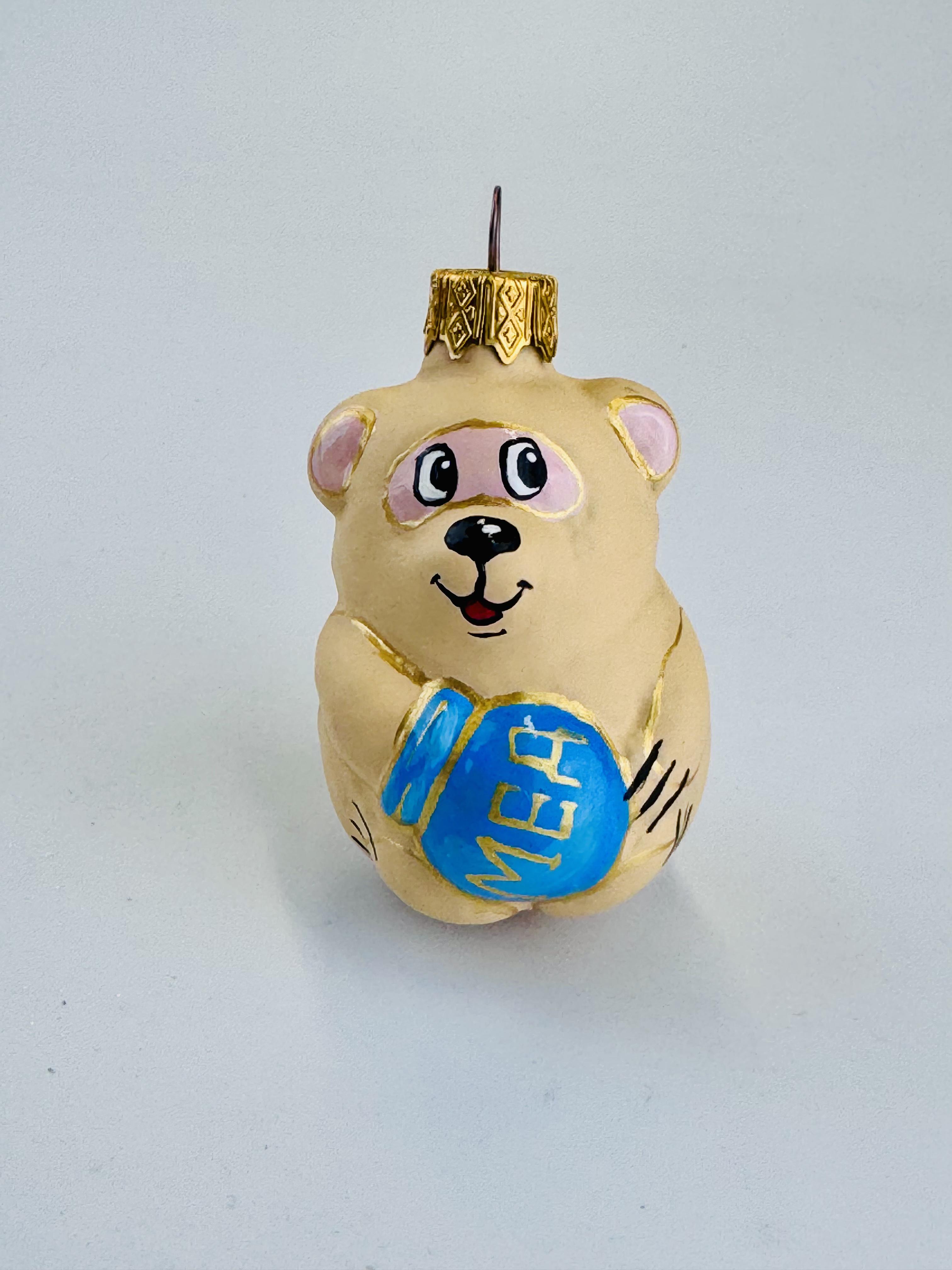 Игрушка на елку стеклянная Мишка Винни-Пух 7х5 см (F-14-1)