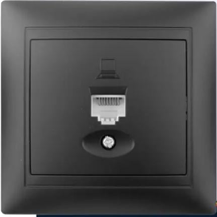 Розетка комп’ютерна Elcor Emily 9215 RJ45 5e 125 МГц неекранована Чорний (211652)
