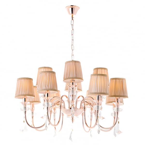 Люстра Flora классическая с тканевыми абажурами Бежевий (OU106/8+4)