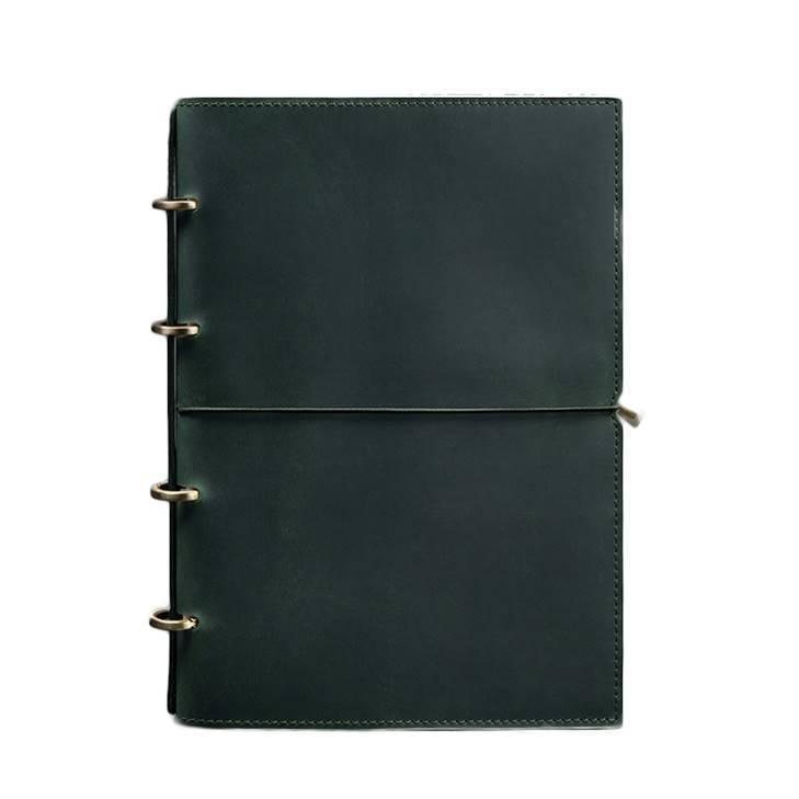 Блокнот шкіряний Софт-бук 9.0 Crazy Horse А4 на кільцях в м'якій обкладинці Зелений (A-027498)