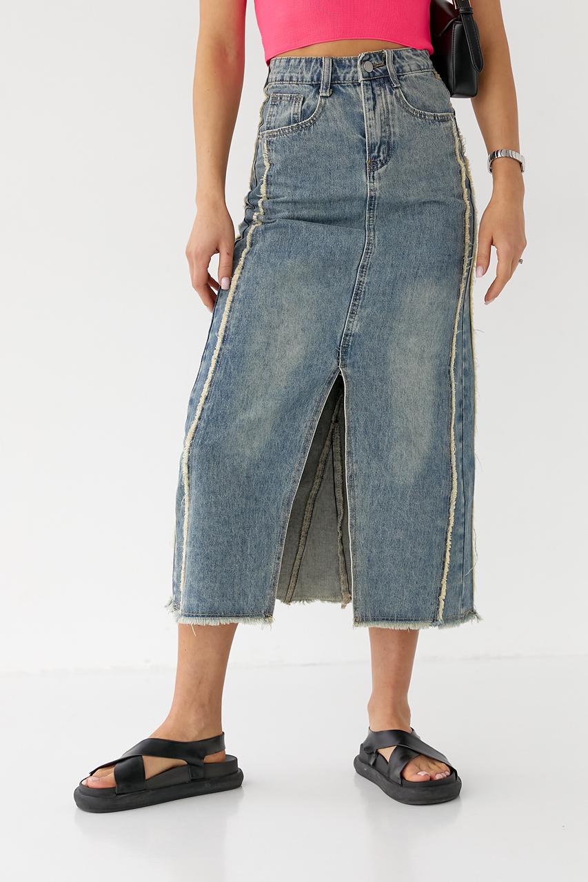 Спідниця-міді з розрізом L Джинсовий (10162002)