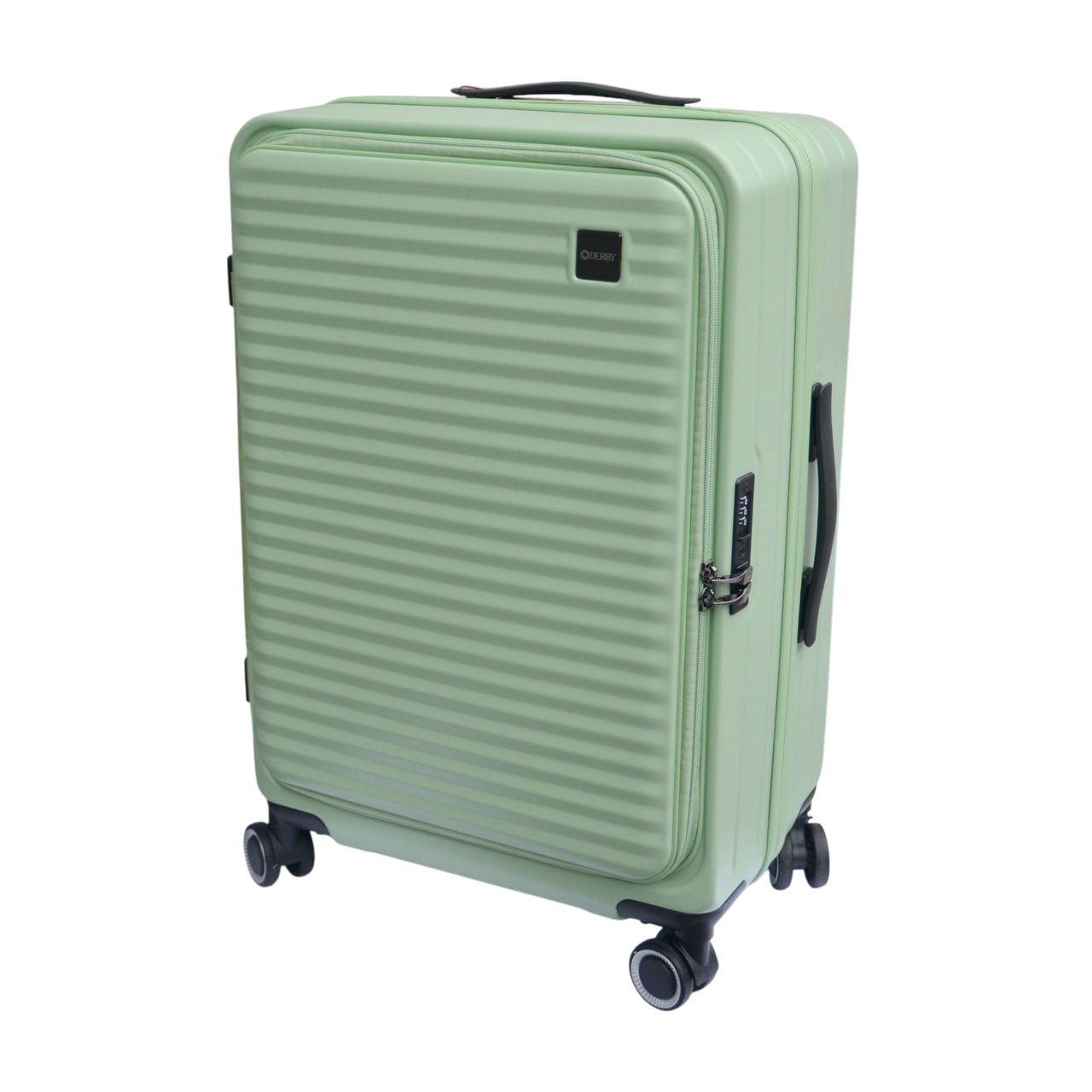 Чемодан с расширением Derby 092401/28 на 4 колесах с боковым открытием замок TSA ударопрочный поликарбонат Зеленый (2447983462)