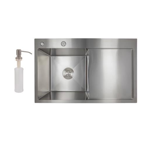 Мийка для кухні інтегрована Lidz Handmade H7849R LDH7849BRUR45591 крило праворуч 3/1 мм Brushed Steel (25940036)